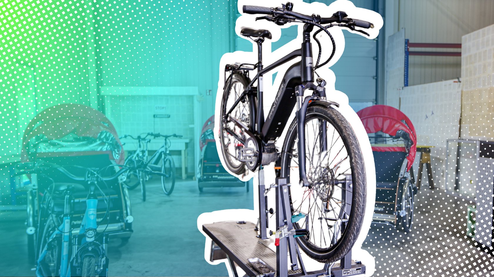 Fahrrad zur Reparatur in einer E-Bike-Werkstatt in Essen