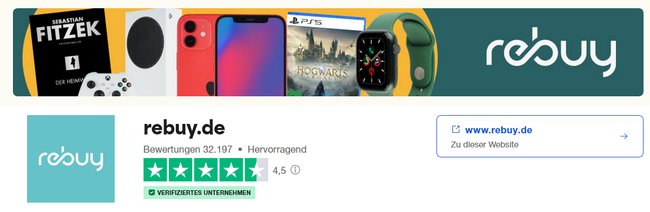 Screenshot der reBuy-Bewertung bei Trustpilot