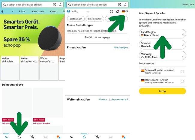 Mit diesen Schritten ändert ihr das Land in der Amazon-App.