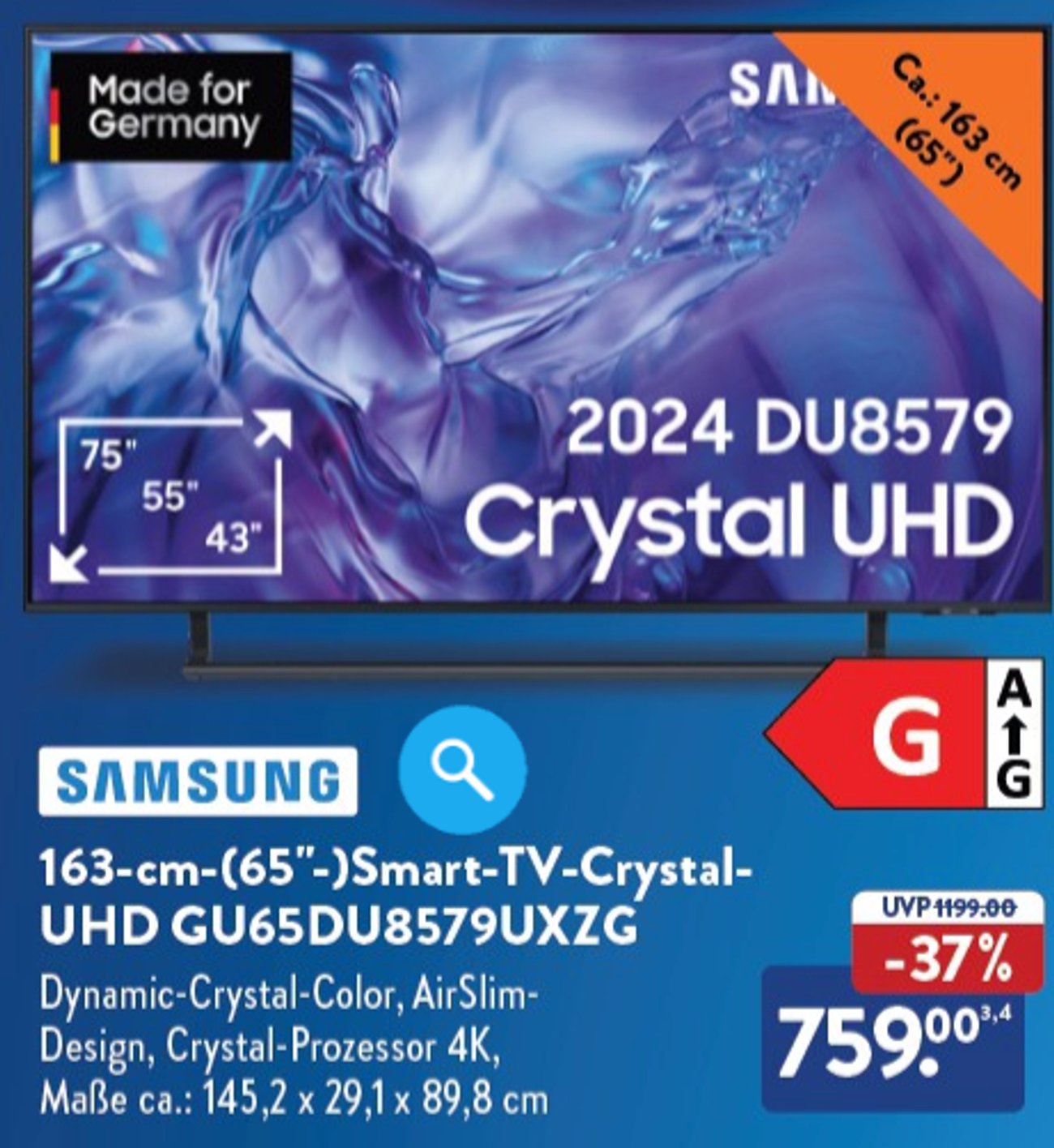Aldi verkauft aktuell einen großen SamsungFernseher zum kleinen Preis