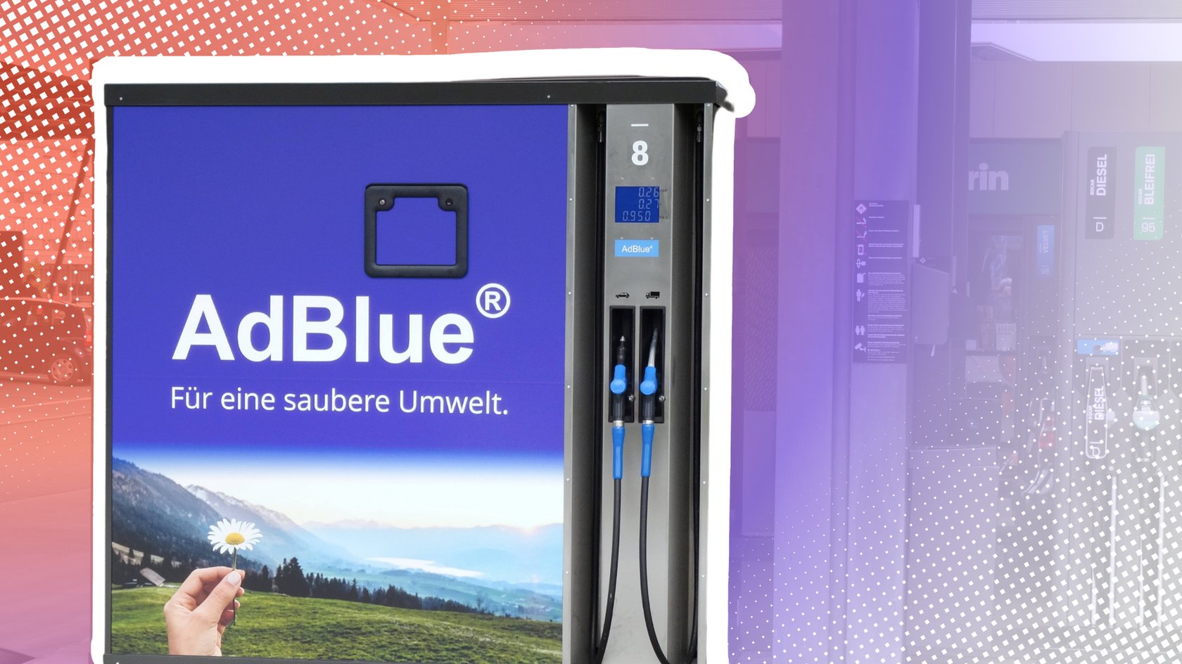 AdBlue an der Tankstelle.