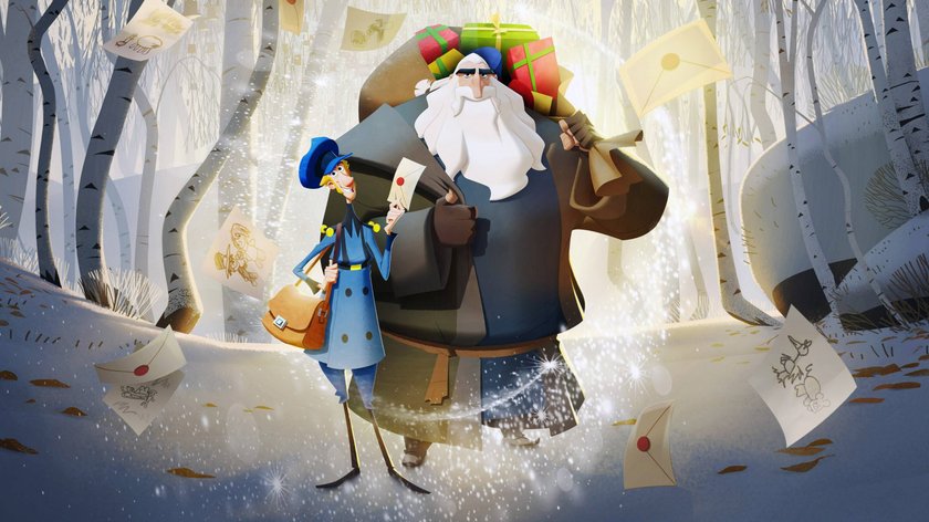 Figuren aus dem Film Klaus in Winterlandschaft