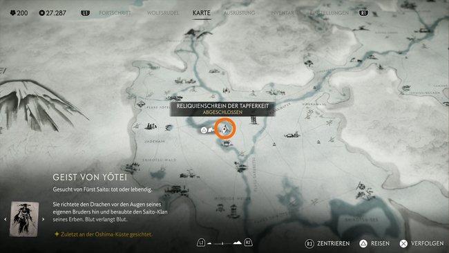 Fundort vom Reliquienschrein der Tapferkeit im Yotei-Grasland.
