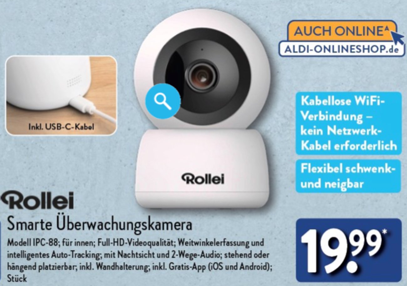 Aldi verkauft heute eine Überwachungskamera für 19,99 Euro, der nichts