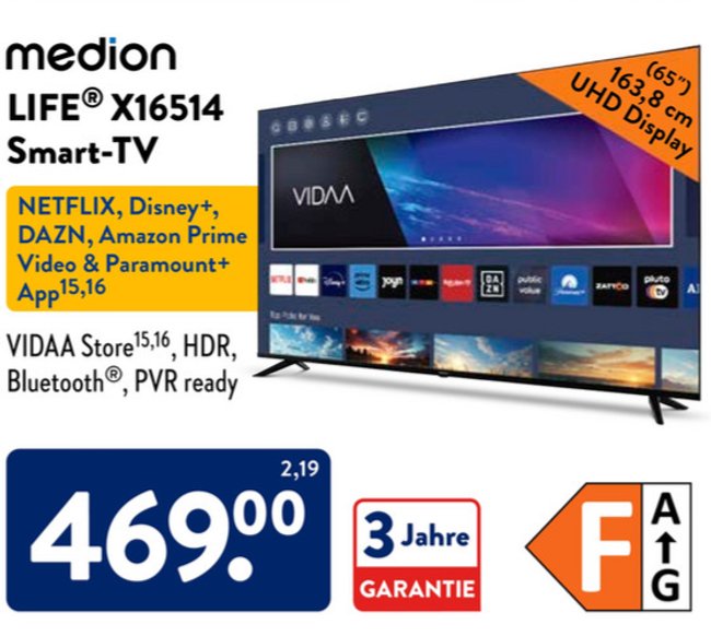 Medion Life Smart TV X16514 (MD31643) Aldi-Prospekt