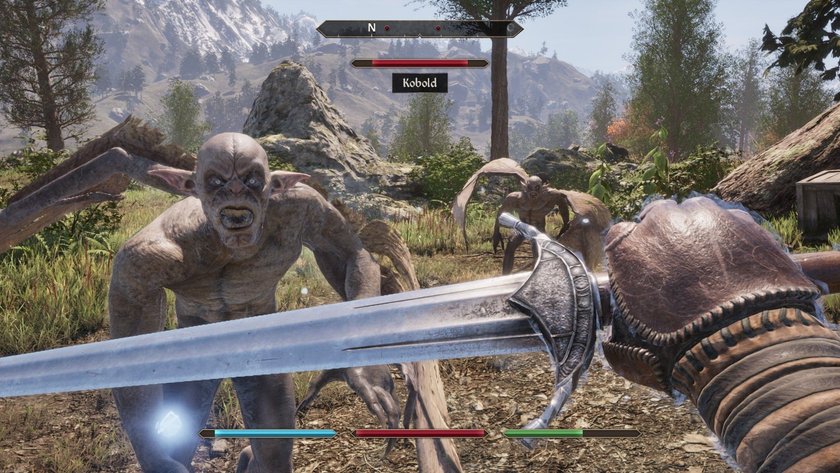 Kampf gegen Kobolde in The Elder Scrolls 4: Oblivion Remastered aus der Ego-Perspektive mit dem Schwert in der Hand