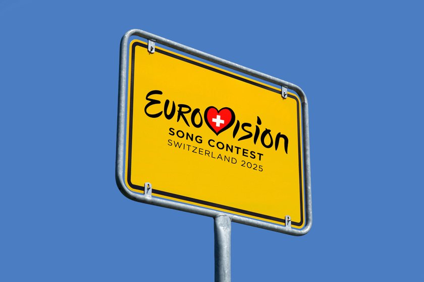 Ortsschild mit Eurovision Song Contest Schriftzug