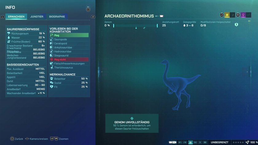 Infos zum Archaeorinthomimus Pflanzenfresser-Dino in Jurassic World Evolution 3