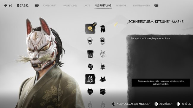 "Schneesturm-Kitsune"-Maske
