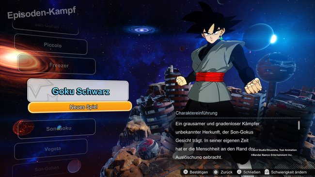 Goku Schwarz im Modus „Episoden-Kampf“ von Dragon Ball: Sparking Zero.