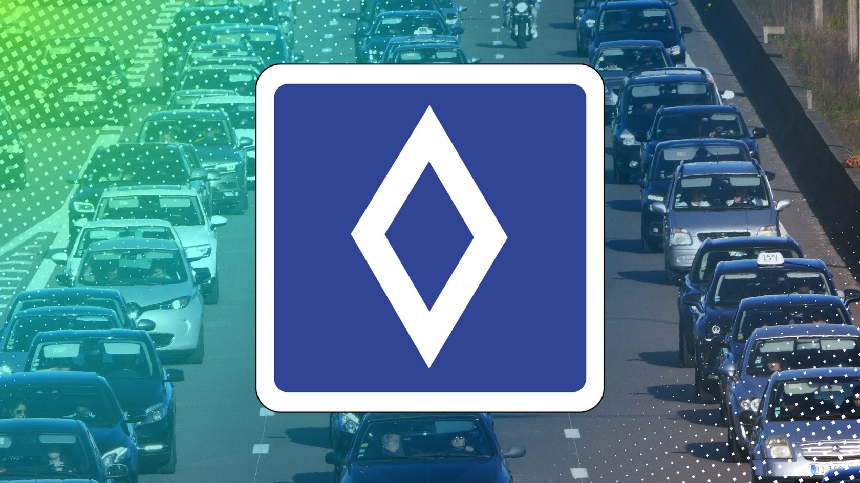 Bei diesem Symbol müsst ihr womöglich die Fahrbahn wechseln.