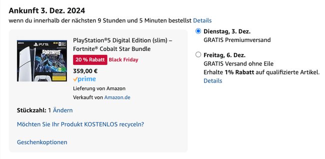 Amazon PS5 1 Prozent