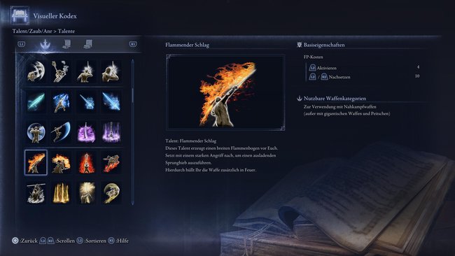 Eine Menü-Beschreibung der Talente in Elden Ring Nightreign.