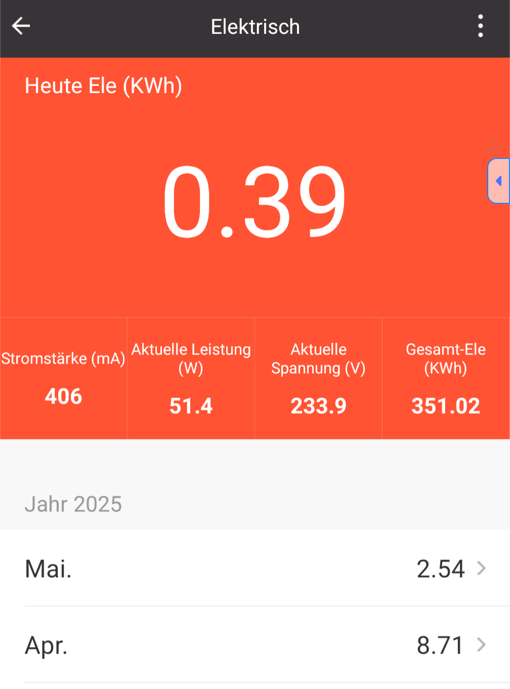 Aktueller Verbrauch Strom App