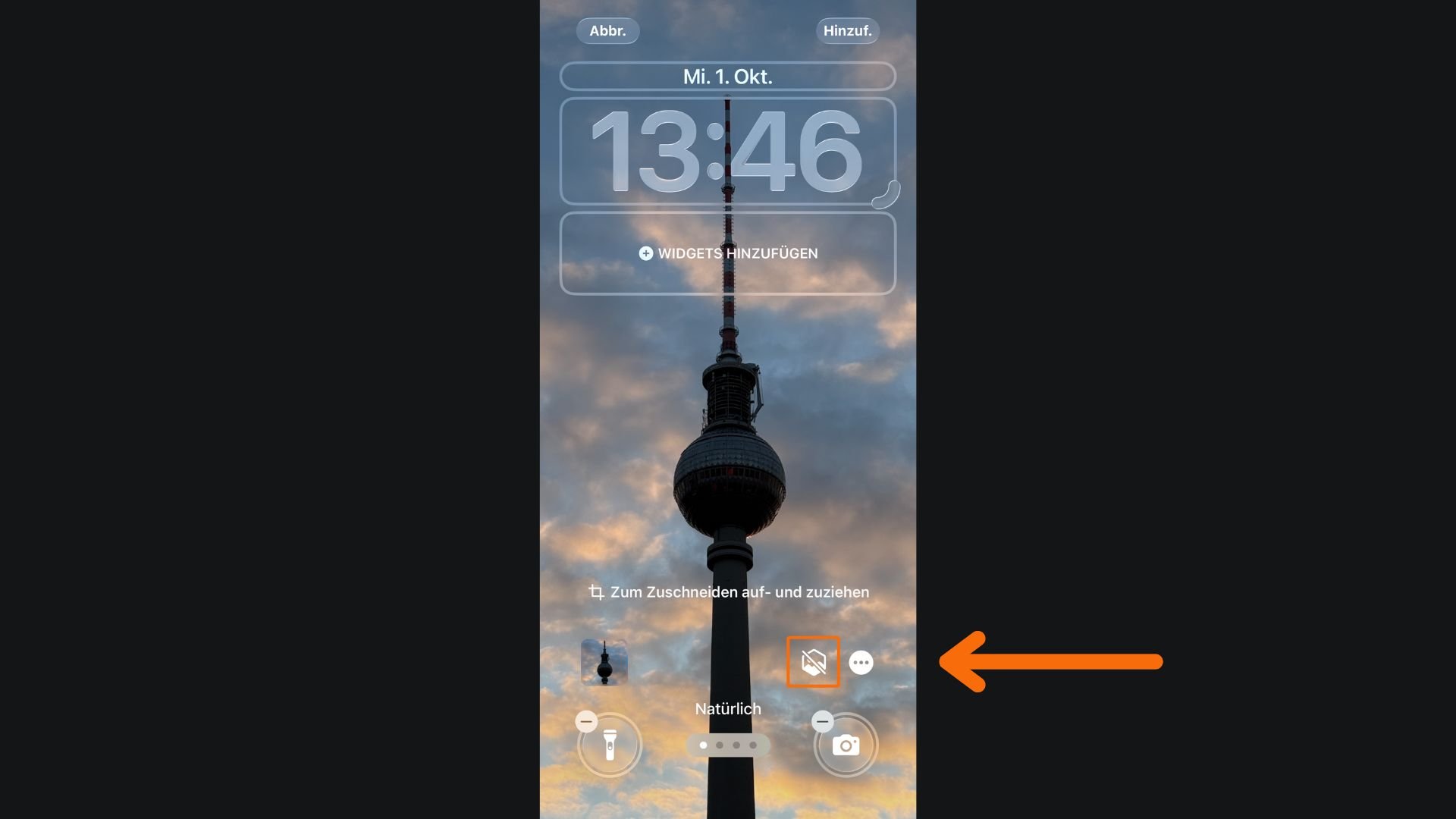 Symbol zum Ein- und Ausschalten des Tiefeneffekts in iOS 26.