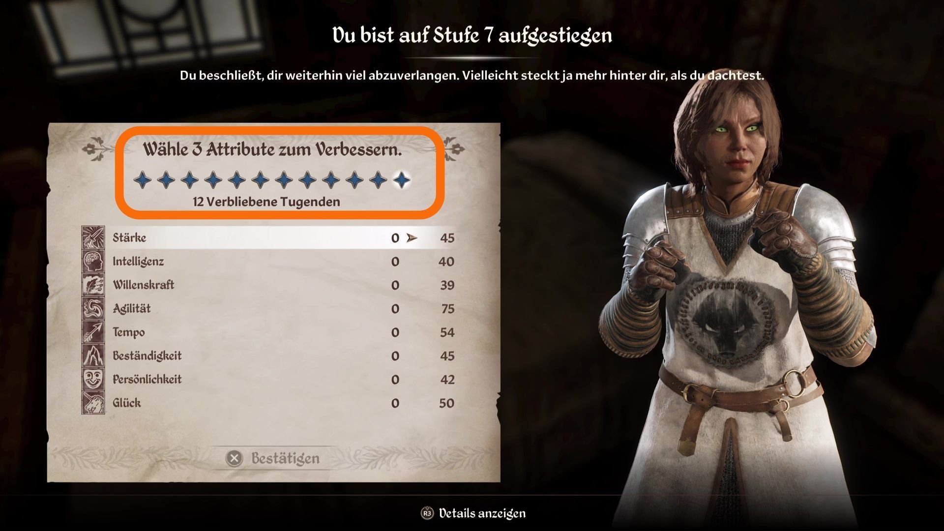 Menü zum Leveln von Attributen in The Elder Scrolls 4 Oblivion Remastered