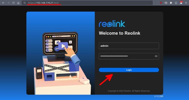 Reolink-Login: Hier könnt ihr vom PC die Kameraeinstellungen verwalten.