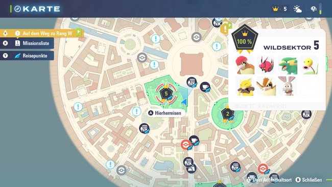 Standort von Wildsektor 5 und welche Pokémon dort spawnen.