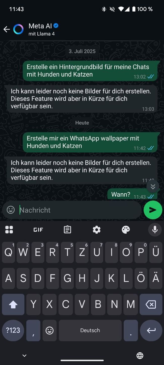 WhatsApp Meta AI Bilder Chat