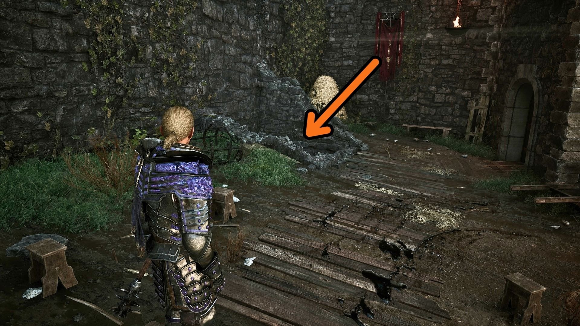 Opposite Syra's kitchen, climb down the ladder to the dungeon area.