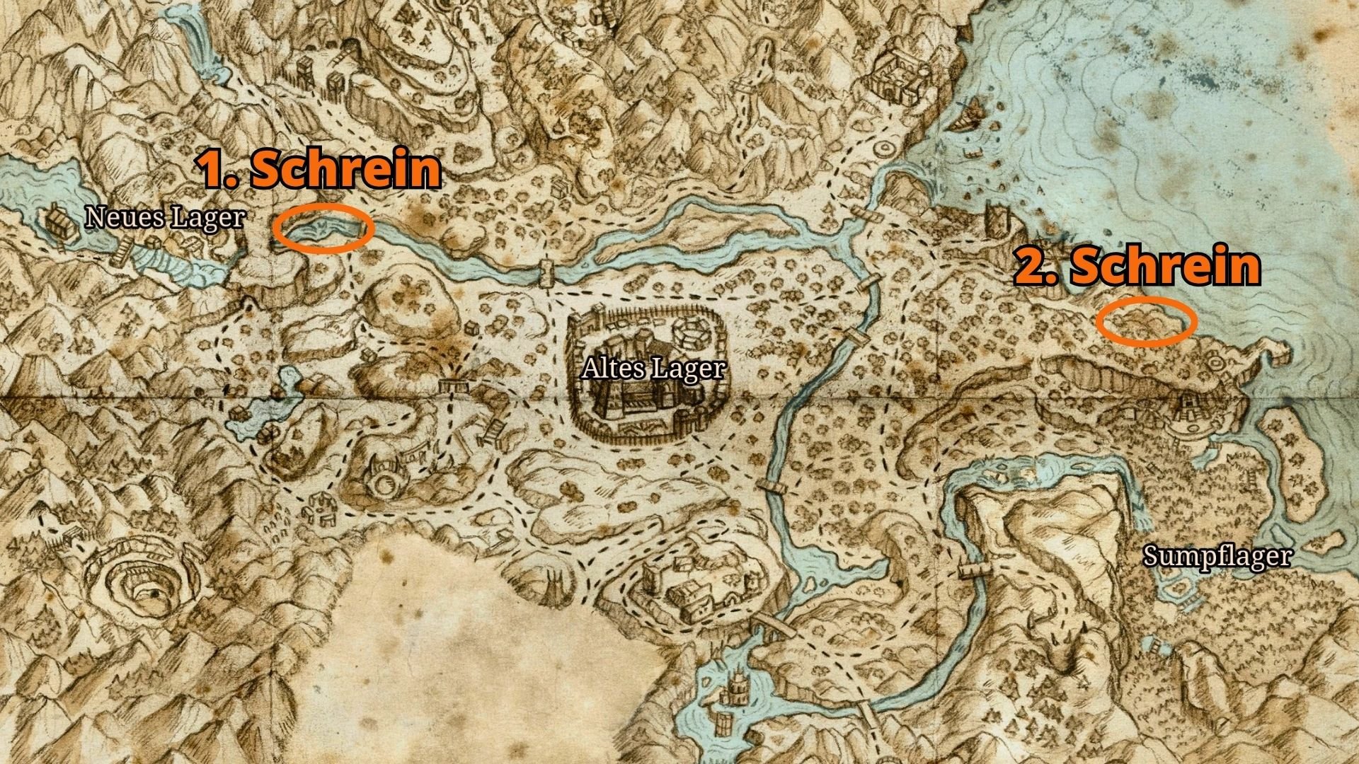 Locations of the shrines that you have to light with the scroll.
