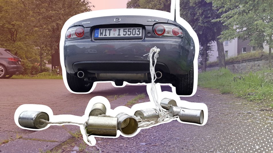 Beliebt bei Hochzeiten: Sind Dosen am Auto überhaupt erlaubt?
