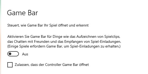 Game Bar Einstellung