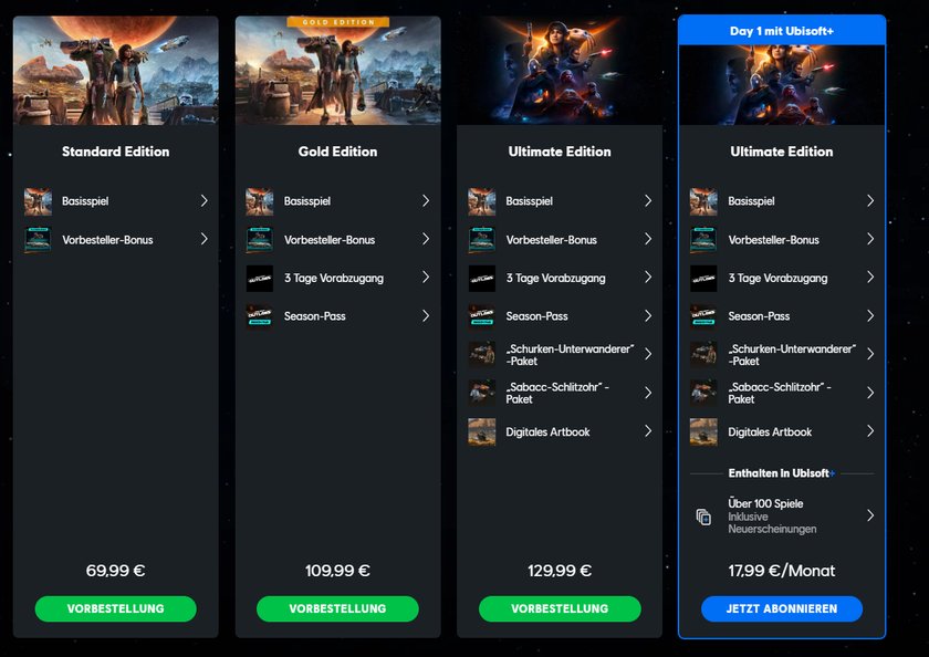 Ein Überblick aller Editionen von Star Wars Outlaws