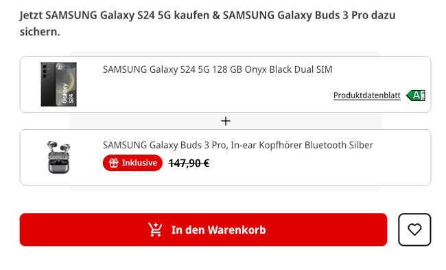 Samsung MediaMarkt S24 Kopfhörer Aktion Screenshot GIGA