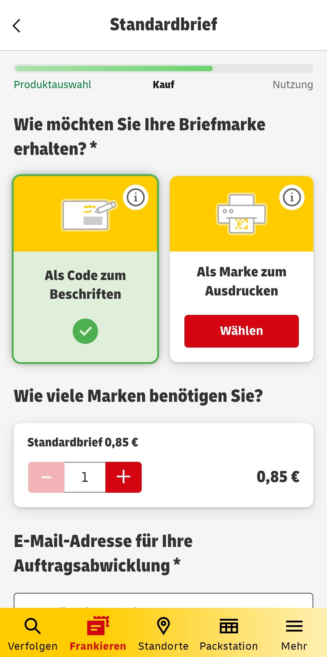 Wählt die Option „Als Code zum Beschriften“