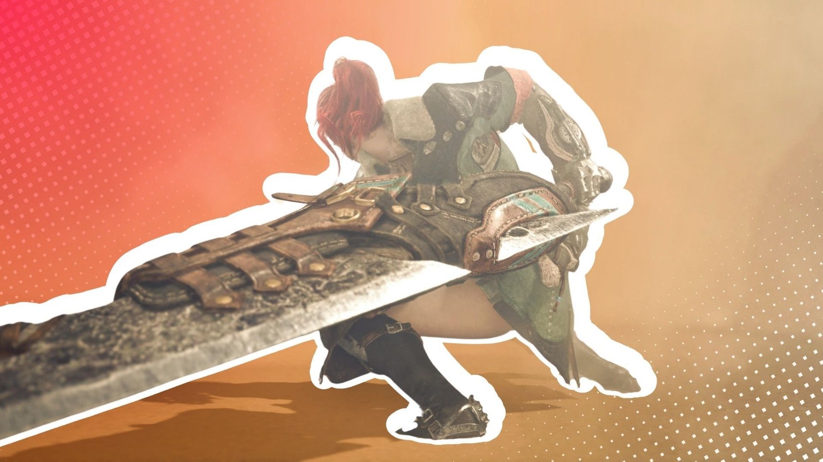 Der Hauptcharakter aus MHW ausgerüstet mit einem Großschwert.