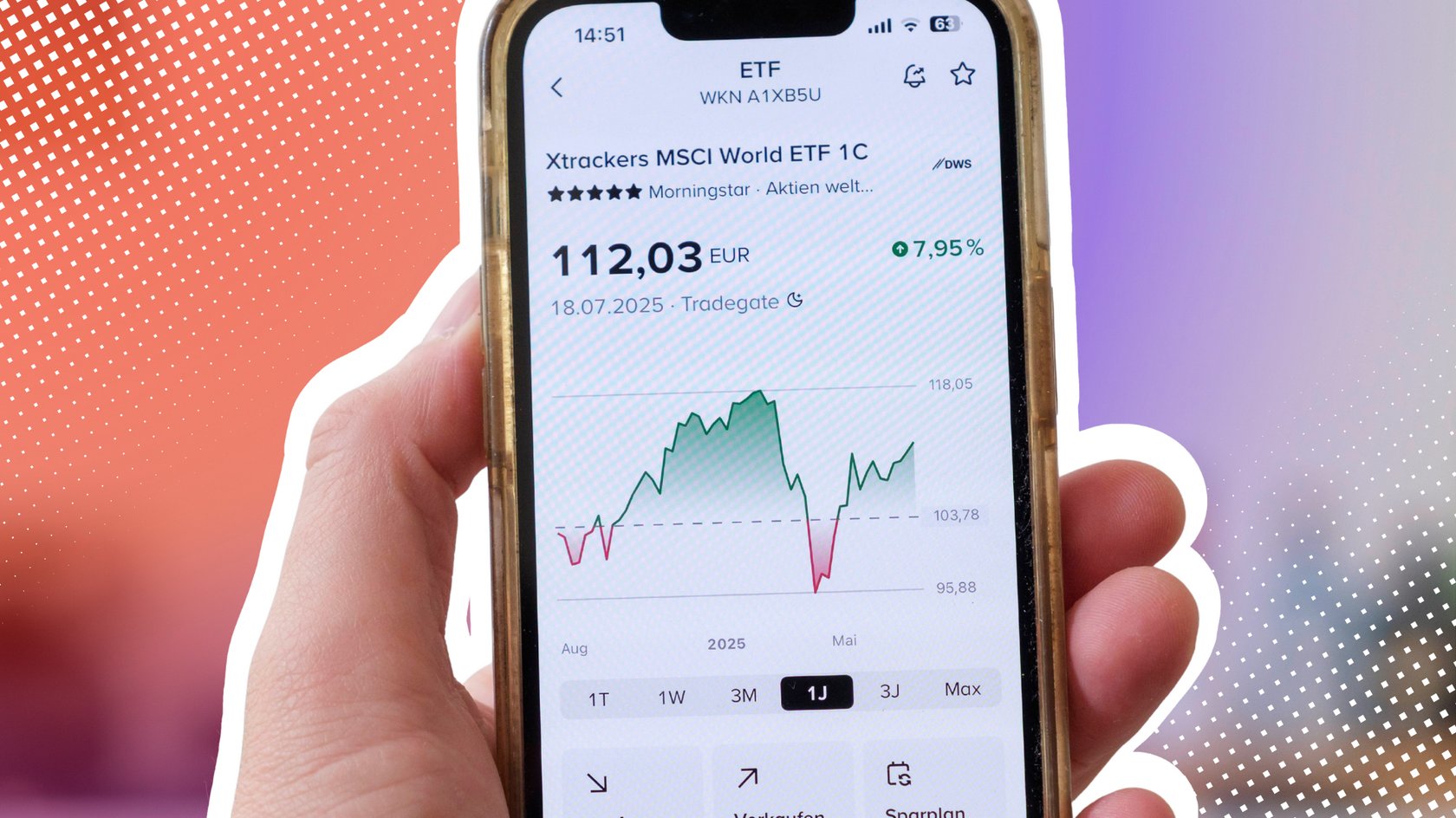 Smartphone&#x20;mit&#x20;ETF-Anzeige.