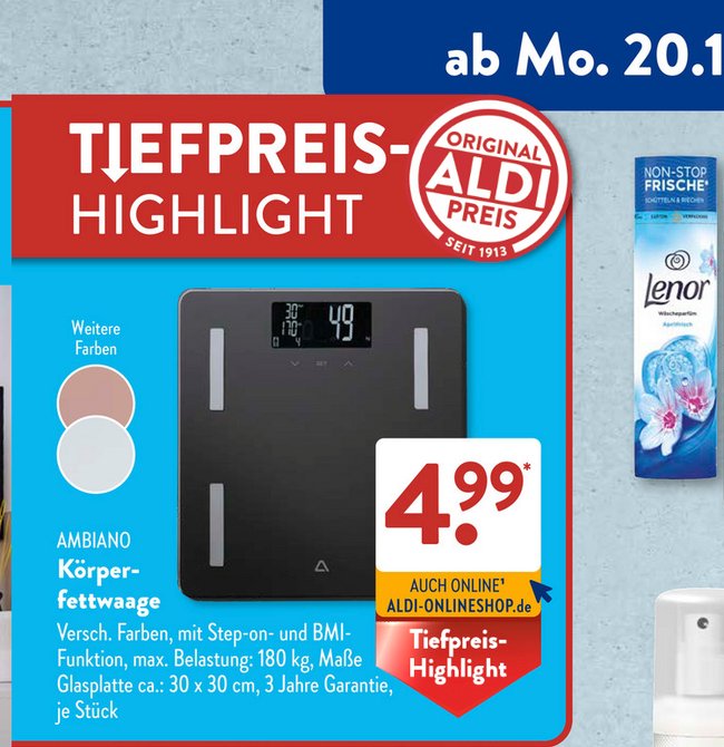 Ambiano Körperfettwaage Prospekt Aldi Süd