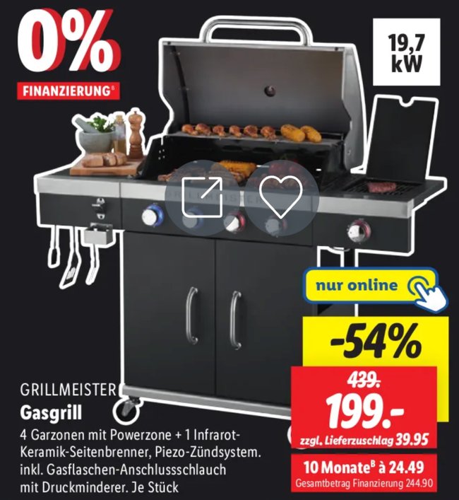 Grillmeister-Gasgrill 4+1 Lidl-Prospekt