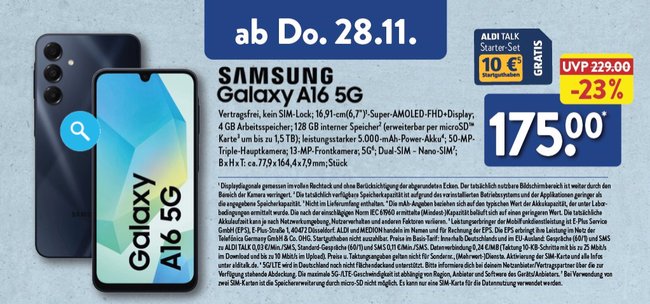 Samsung Galaxy A16 5G Aldi Nord Prospekt