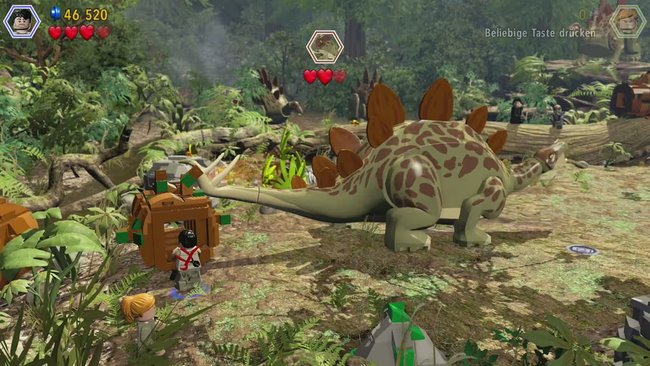 Bosskampf gegen die Stegosaurusherde in LEGO Jurassic Park 2.