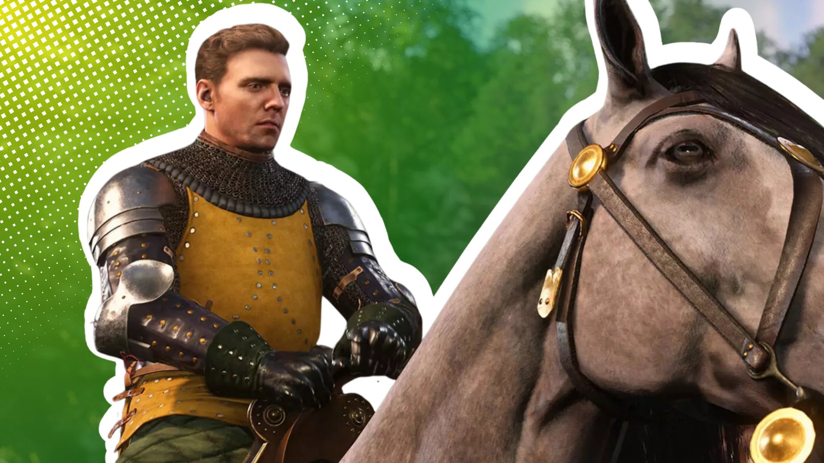 Henry aus Kingdom Come Deliverance 2 in Rüstung auf einem Pferd.