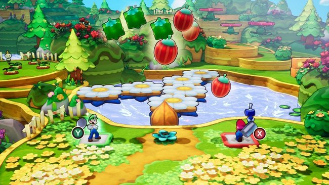 Luigi und Mario bei einem Minispiel in Mario & Luigi: Brothership.