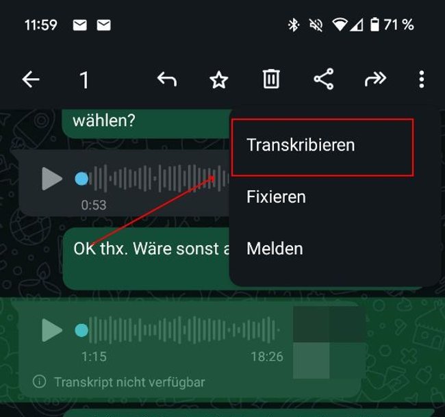 WhatsApp Sprachnachricht transkribieren