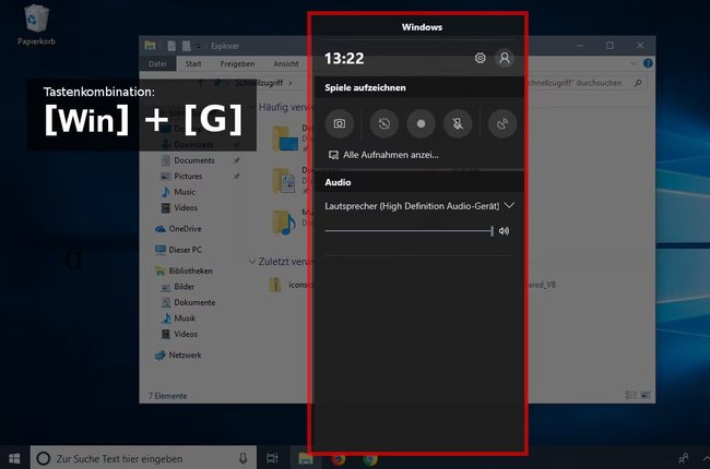 Das ist der „Screen Recorder“ in Windows 10.