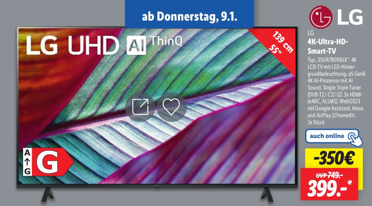 Lidl verkauft ab heute einen 4KFernseher von LG zum Schnäppchenpreis