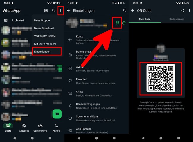 WhatsApp: So erstellt ihr einen QR-Code, mit dem euch andere zu ihren Kontakten hinzufügen können.