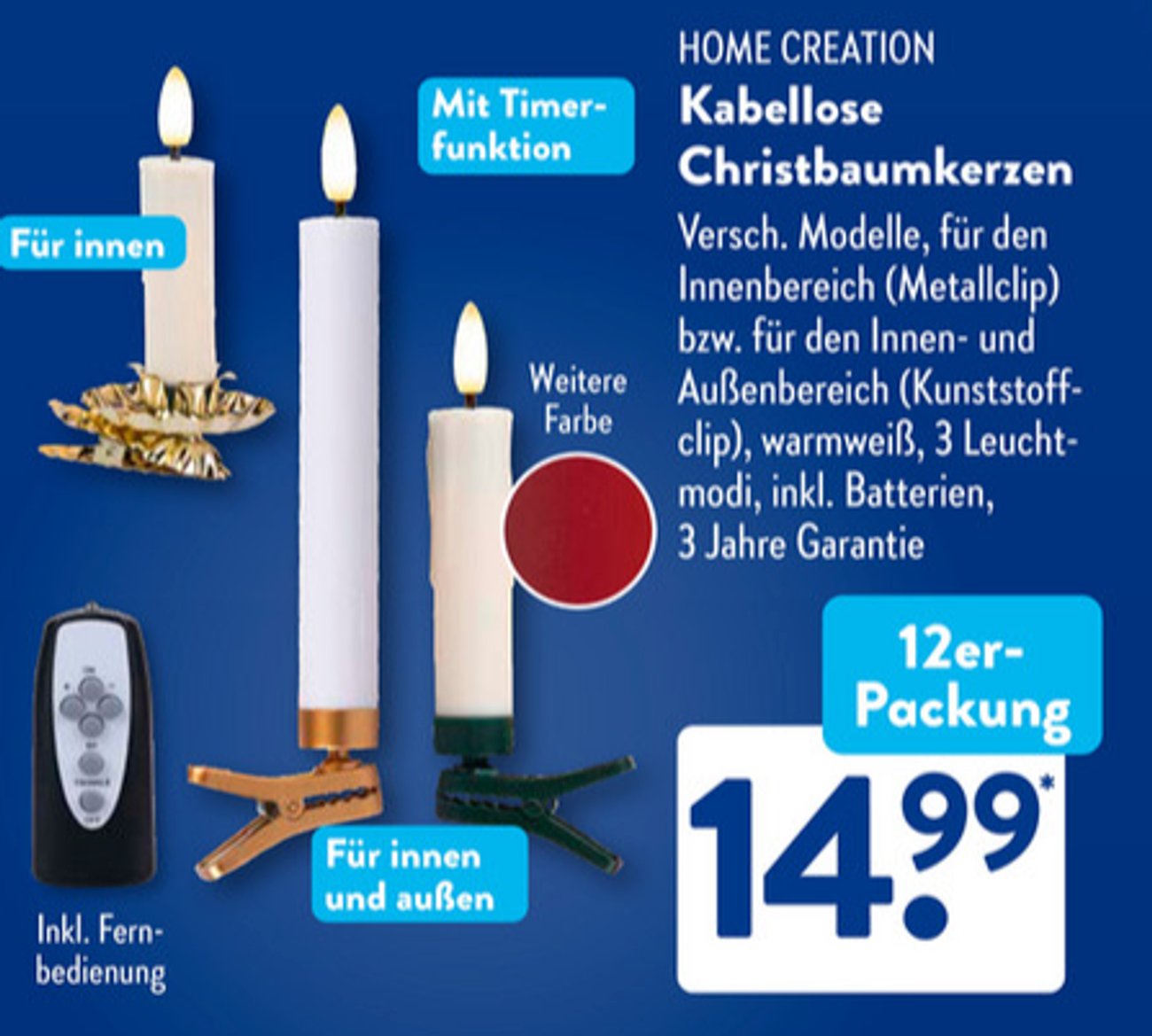Für 14,99 Euro: Aldi sorgt ab heute für ein kabelloses Lichtspektakel am Weihnachtsbaum