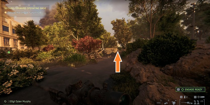 Das Bild zeigt den Fundort einer Marke in Battlefield 6.