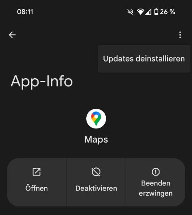 Google Maps Update deinstallieren