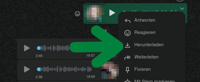 Über WhatsApp-Web könnt ihr Sprachnachrichten direkt auf euren PC herunterladen.