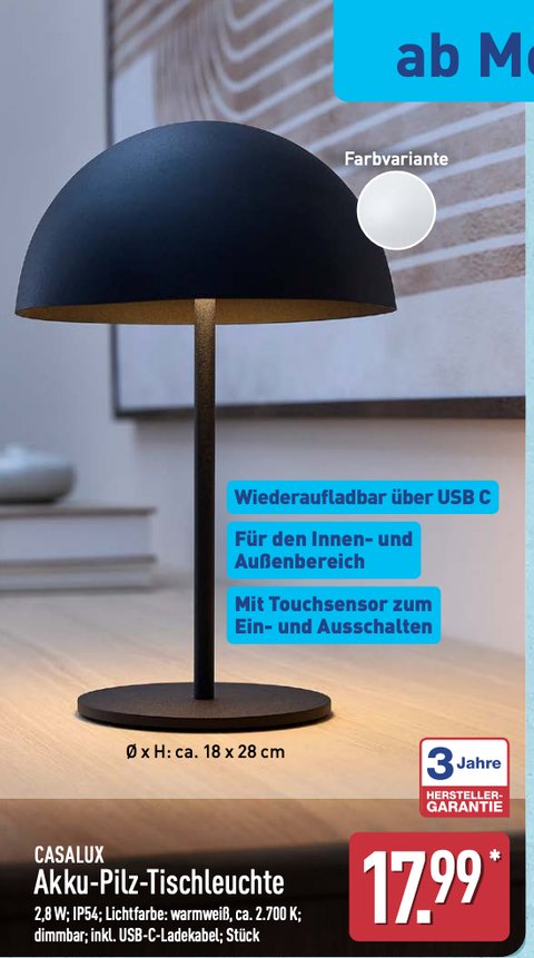 Fr 17,99 Euro heute bei Aldi: Elegante Tischleuchte kann mehr, als ihr  glaubt