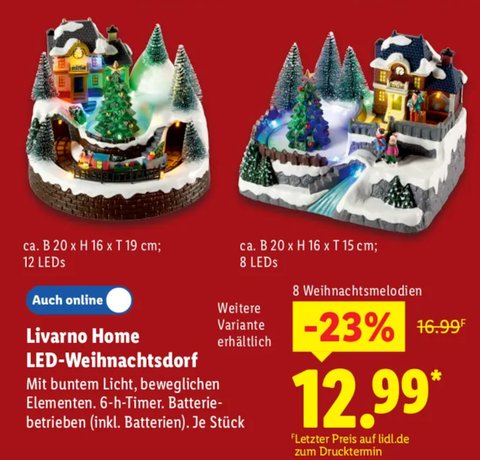 Lidl bringt fr 12,99 Euro ein ganzes Weihnachtsdorf mit Musik und  Beleuchtung zu euch nach Hause