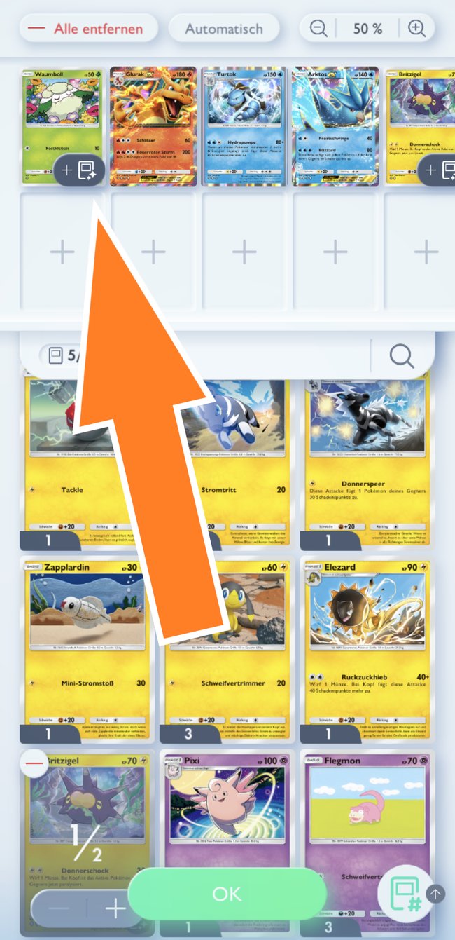 Klickt auf das Plus-Icon in eurem Deck, um Flair anzuwenden.