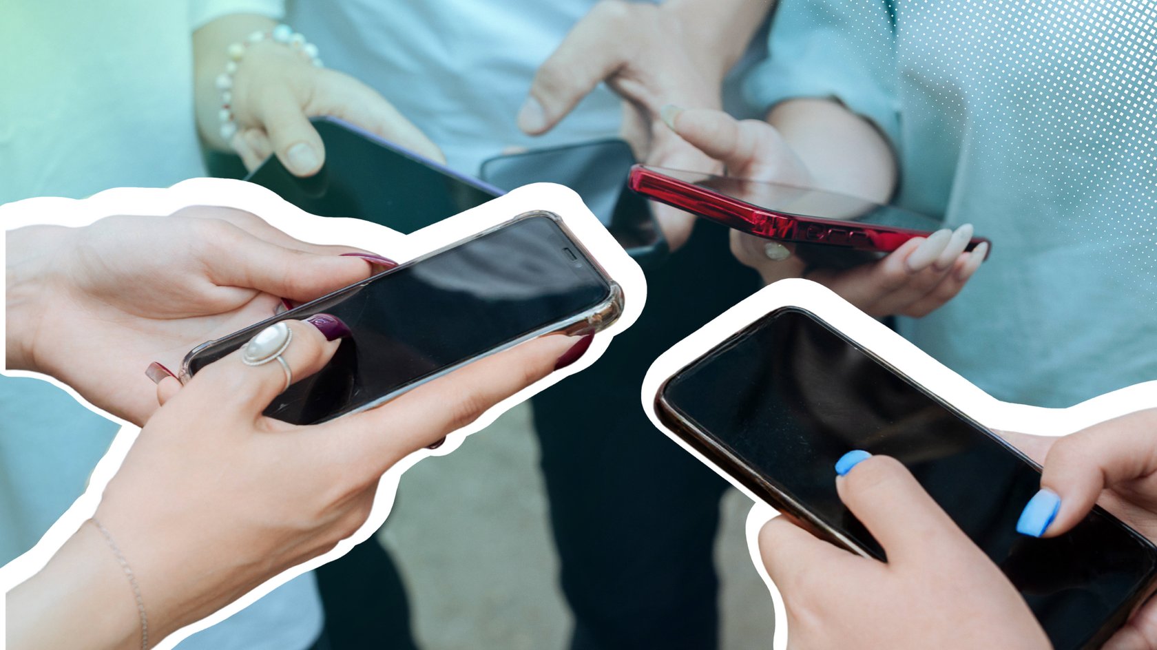 Jugendliche mit Smartphones in den Händen
